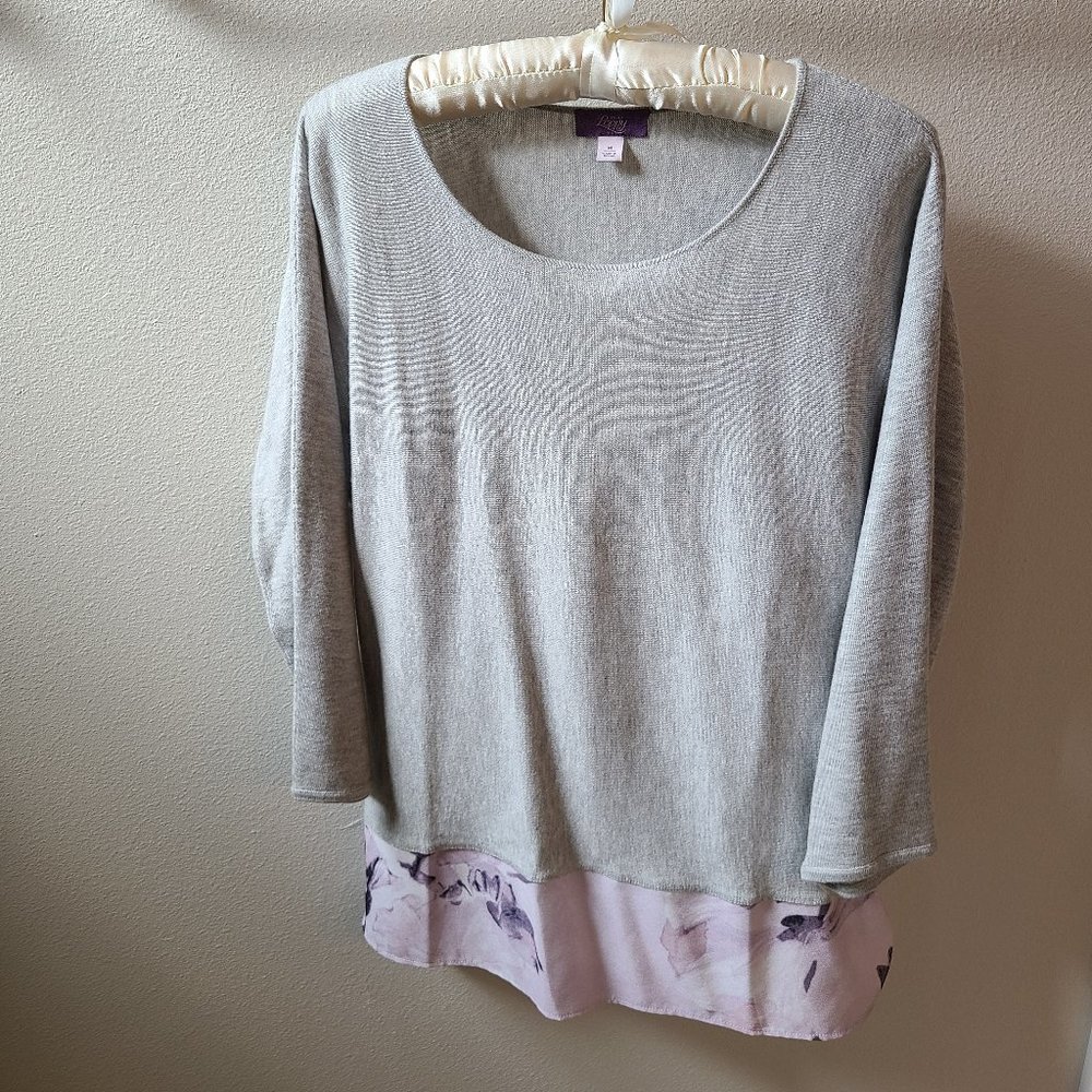 Truly Poppy Wool Blend Layered Grey Sweater